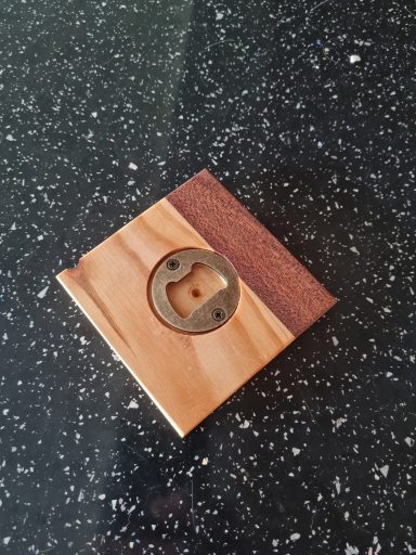 Mahogany & Pine coaster/bottle opener